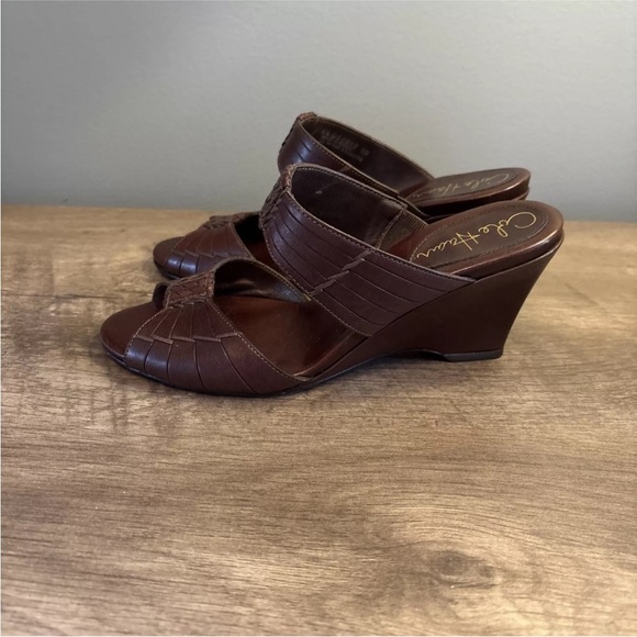 Cole Haan Air Huarache Slide Wedge Sandal Womens Size 6B Slip On Leather Carob - Picture 5 of 11